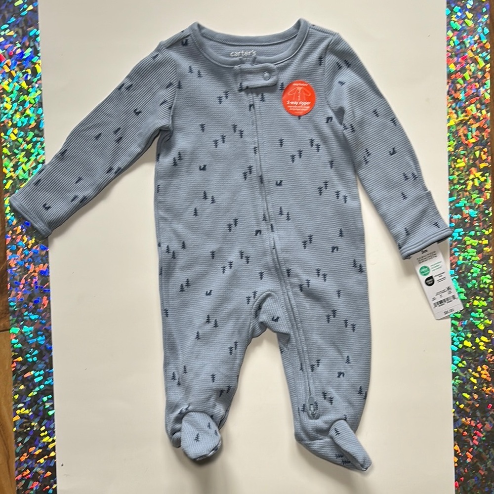 NWT-Carter's Blue Footed One Piece with Cozy Sleeves